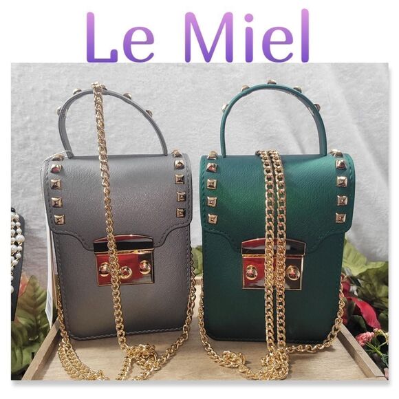 NWT Le Miel PVC Studded CrossBody Bag - Picture 1 of 12